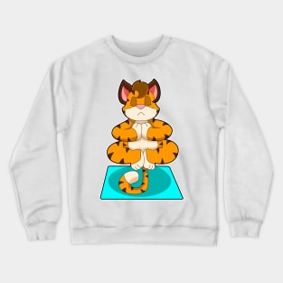 Tiger at Yoga on Yoga mat Crewneck Sweatshirt